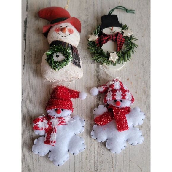 Variety rustic snowman ornament snowflake wreath Xmas set - Picture 2 of 8